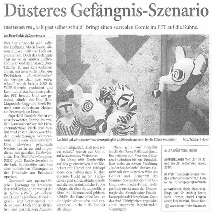 Abwärtsbunker_Westdeutsche Zeitung_24.09.2009