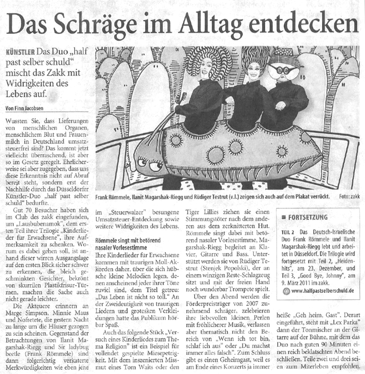 Kinderlieder für Erwachsene_Westdeutsche Zeitung_23.09.2010