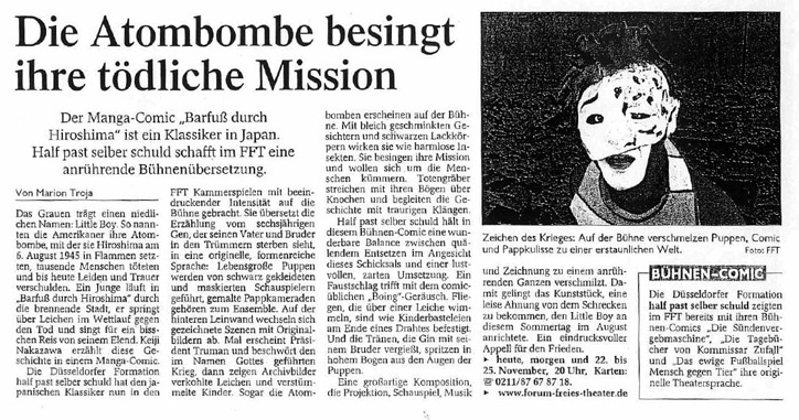 Barfuss durch Hiroshima_Westdeutsche Zeitung_17.11.2006