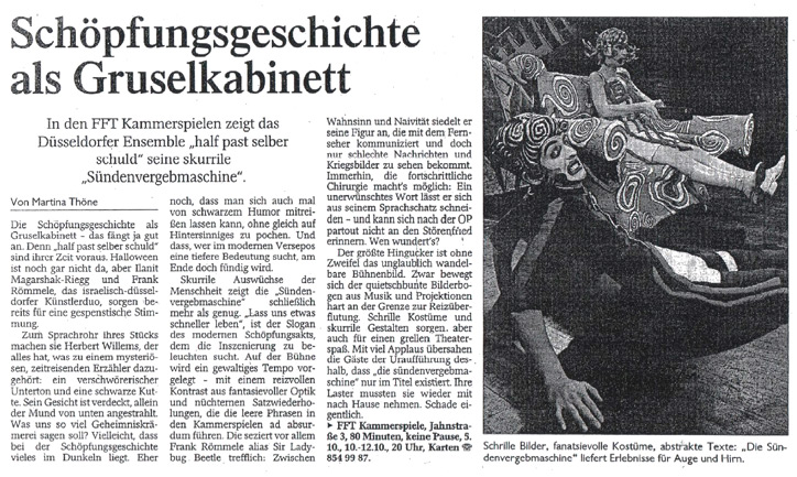 die sündenvergebmaschine_Westdeutsche Zeitung_05.10.2002